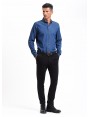 Camicia uomo John Barritt, vestibilita slim, in cotone denim con motivo a righe orizzontali, collo mezzo francese, colore blu. Composizione 100% cotone. Blue