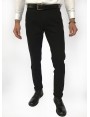 Man chinos pants, slim fit, in stretch cotton fabric, garment dyed . Black colour. Composition 97% cotton 3% elastane. Nero
