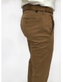 Man chinos pants, slim fit, in stretch cotton fabric, garment dyed . Caramel brown colour. Composition 97% cotton 3% elastane. Dark Brown