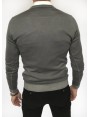 Man sweater, crew neck, slim fit, pure wool blend (14gg), garment dyed, navy colour. Composition 100% wool. Gray Middle Kingdom