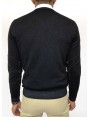 Man sweater, crew neck, slim fit, pure wool blend (14gg), garment dyed, navy colour. Composition 100% wool. Blue